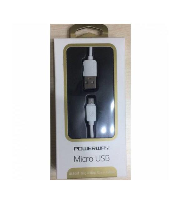 Powerway Sm03 2.A 1mt Usb Micro Şarj Kablo Kutulu Usb 2.0 Hızlı Şarj Cep Telefonu Aksesuarları