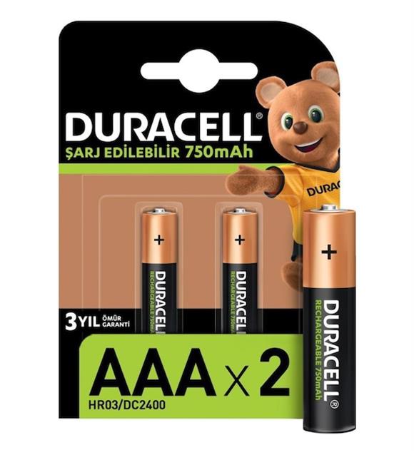 Duracell Şarjlı İnce Kalem Pil (AAA) 750 MAH 2 Lİ