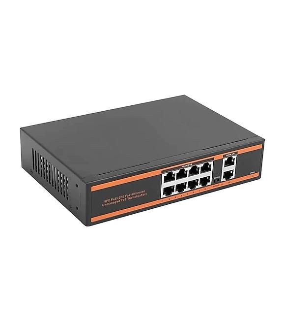 Nova ND1PG0822A 8 Port Poe+ 10-100-1000 Mbps 2 Port 10-100-1000 Mbps Uplink 2 Port SFP Switch 150W