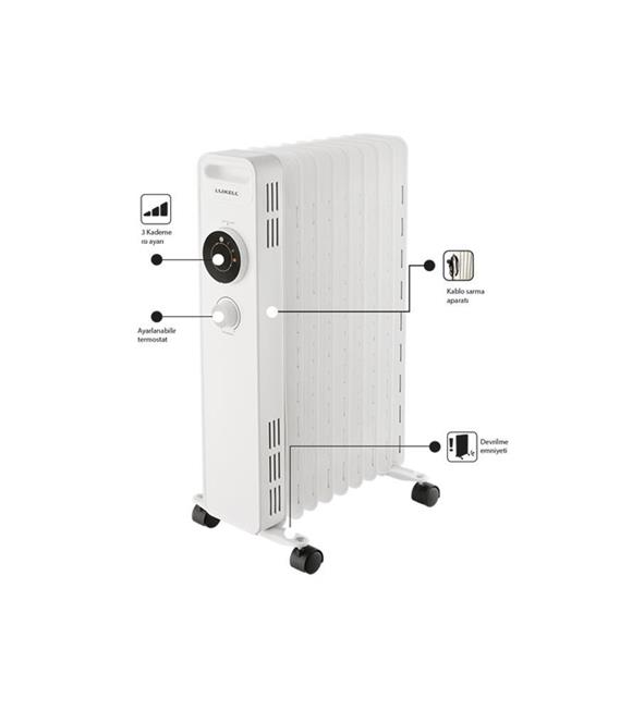 Luxell LUX-1225 Yağlı Radyatör 9 Dilim, 3 Isıtma Seviyesi, Anti Freeze Fonksiyonu