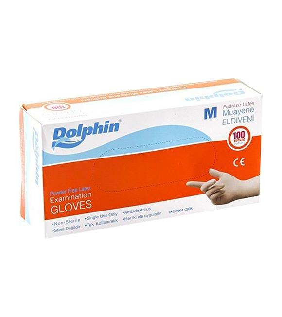Dolphin Muayene Latex Pudrasız Medium 100lü Eldiven