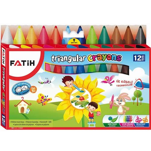 Fatih Mum Pastel Boya Triangular Üçgen Crayons 12 Renk 50290 Okula Dönüş Kampanyası Boya Gereçleri