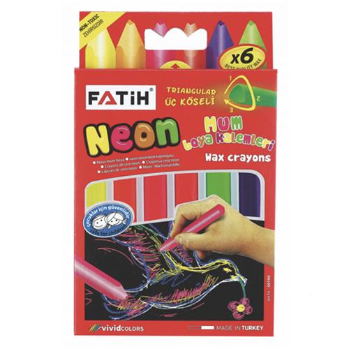Fatih Mum Pastel Boya Neon Wax Crayon Jumbo 6 Renk Neon Okula Dönüş Kampanyası Boya Gereçleri
