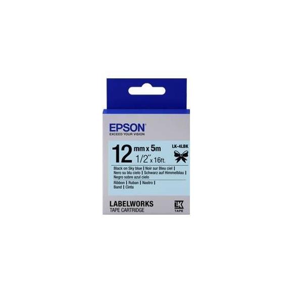 Epson LK-4LBK Siyah Üzeri Gökyüzü Mavi 12MM 5Metre Etiket