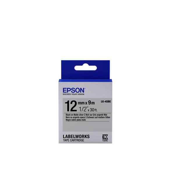 Epson LK-4SBE SILVER- GÜMÜŞ Üzeri SİYAH 12MM 9MT