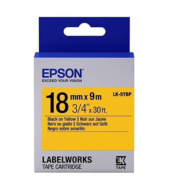 Epson LK-5YBP Pastel Siyahı Üzeri Sarı 18mm 9metre Etiket