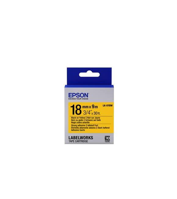 Epson LK-5YBW Güçlü Yapışkanlı Sarı Üzeri Siyah 18mm 9Metre Etiket