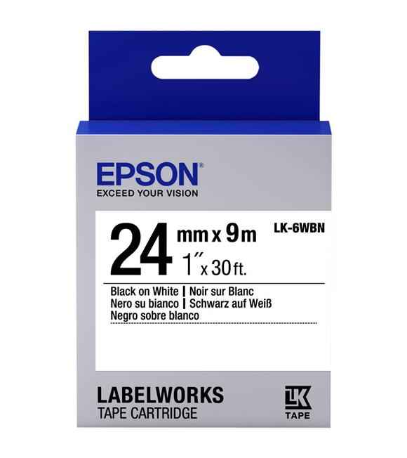 Epson LK-6WBVS Siyah Üzeri Beyaz 24MM 8Metre Etiket