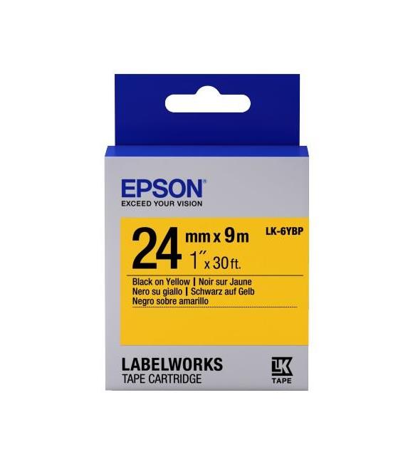 Epson LK-6YBP Pastel Sarı Üzeri Siyah 24mm 9Metre Etiket