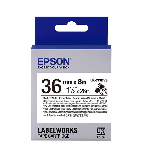 Epson LK-7WBVS SLCW Beyaz Üzeri Siyah 36MM 8 Metre Etiket