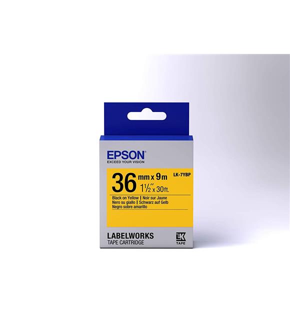 Epson LK-7YBP Pastel Sarı Üzeri Siyah 36MM 9Metre Etiket