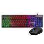 Rampage KM-RX9 Siyah USB Gökkuşağı Zemin Aydınlatmalı Croatian Layout Oyuncu Klavye Mouse Set