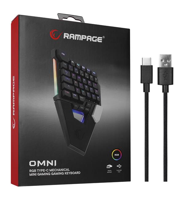 Rampage KB-277 OMNI Siyah Örgülü Type C RGB 6 Farklı Aydınlatma Modu Q Mini Gaming Oyuncu Klavyesi