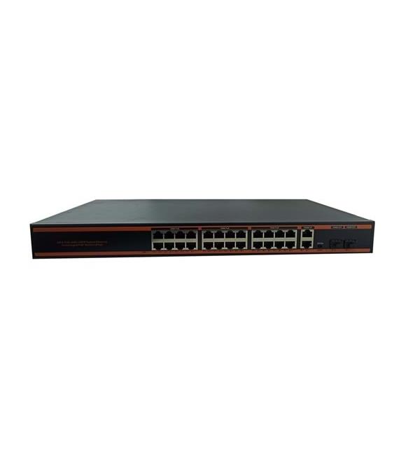 Nova ND1P2422LAG 24 Port Poe+ 10-100 Mbps 2 Port 10-100-1000 Mbps Uplink 2 Port SFP Switch 300W