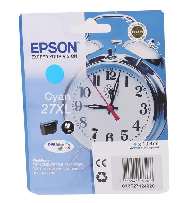 Epson 27XL Cyan Mavi Mürekkep Kartuş T27124012