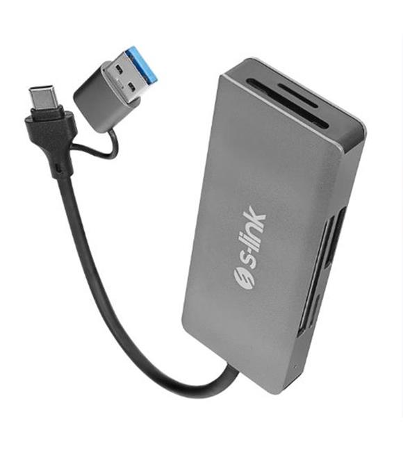 S-link SL-CR51 TypeC ve USB3.0 CF, SD, M2, Micro SD, MS 5 in 1 Metal Kart Okuyucu Cep Telefonu Aksesuarları