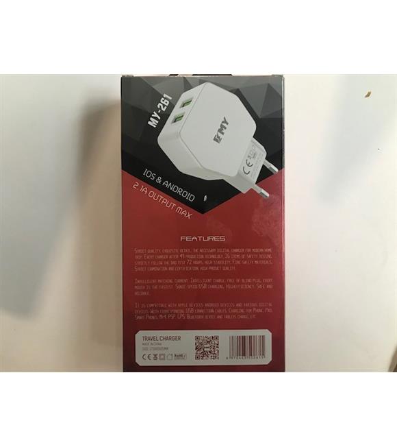 Emy My-261 2.1Mah 2Usb Ev Şarj Kafa