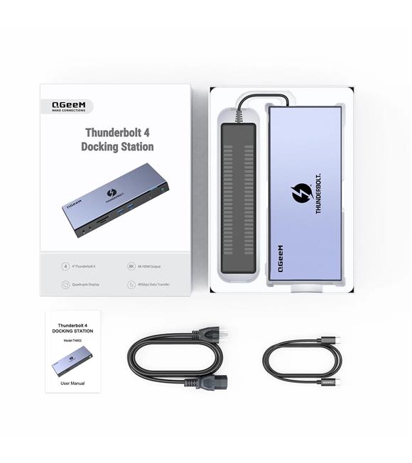 Qgeem QG-T4802 Thunderbolt 16in1 Type-C Eth 1000Mbps-HDMI 8K 30Hz- TF-SD-USB 3.0 5Gbps- Çoklayıcı