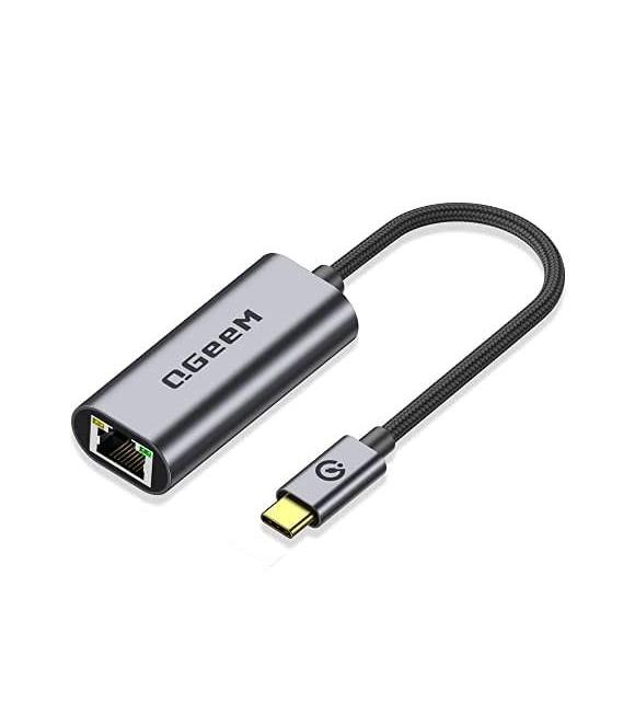 Qgeem QG-UA05 USB Type-C to RJ45 Gigabit Ethernet Dönüştürücü Çoklayıcı Adaptör