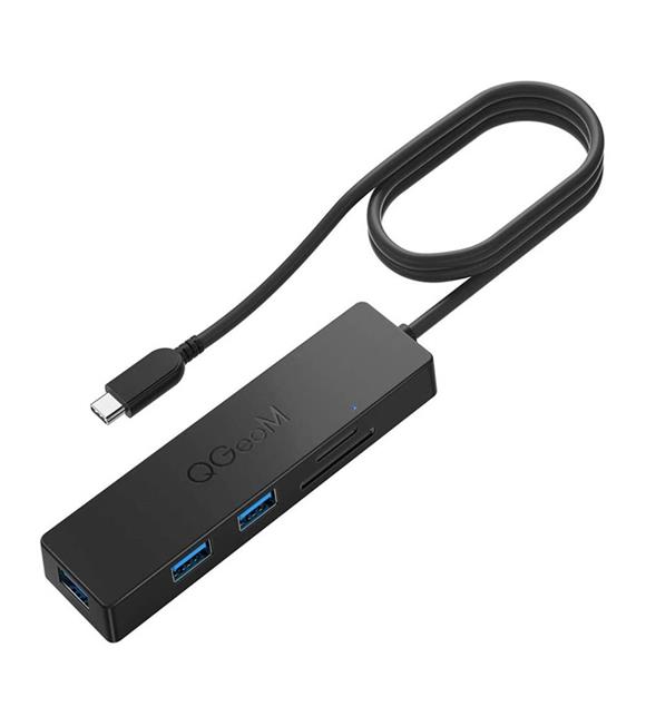 Qgeem QG-UH05C USB 3.0 Type C 5 in 1 TF SD Kart Okuyucu - 3x USB 3.0 Dönüştürücü Çevirici HUB