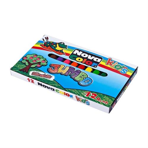 Nova Color Mum Boya Jumbo Üçgen Silinebilir 12 Renk NC 2124 Okula Dönüş Kampanyası Boya Gereçleri
