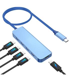 Vcom CUE11s Type-C To 4-Usb-C (10GBps)+Pd 3.0 100W Mavi Çoklayıcı Çevirici Ve Konnektörler