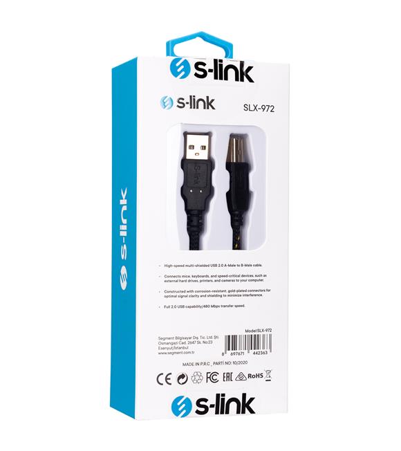 S-link SLX-972 Usb2.0 5m Gold Kılıflı Yazıcı Kablosu