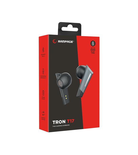 Rampage RM-TWS02G TRON T17 Gri-Siyah Mobile+PC Uyumlu Bluetooth Gaming Oyuncu Mikrofonlu Kulaklık_1