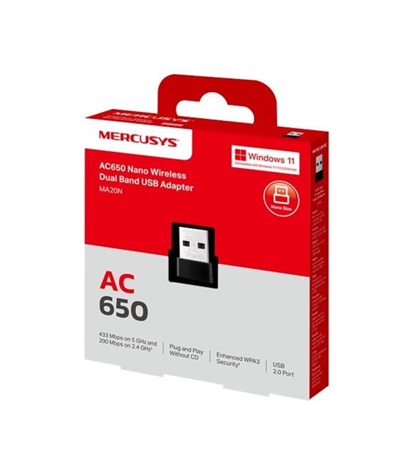 Tp-Link Mercusys MA20N AC650 Nano Wi-fi Kablosuz USB 2.0 Adaptör Wifi Adaptörler