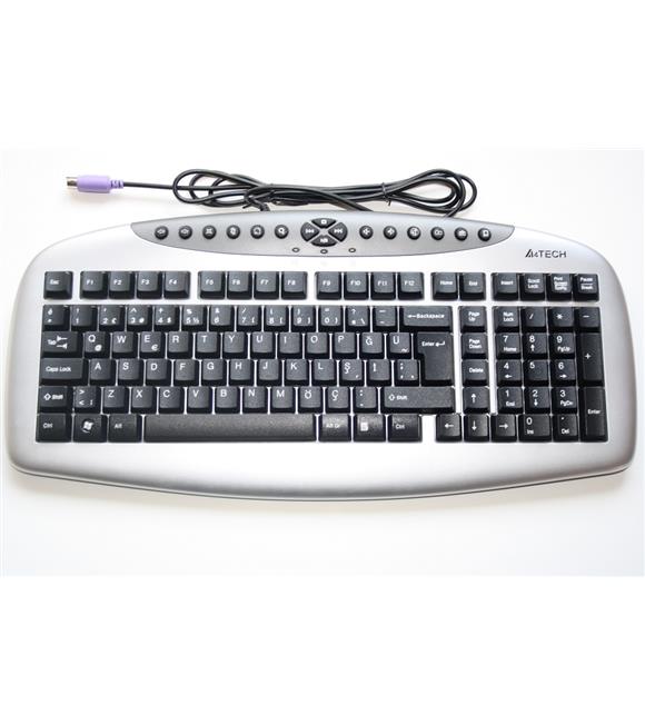 A4 Tech Kb-21 Gümüş Siyah Q Tr Ps-2 Kablolu Klavye Outlet_3