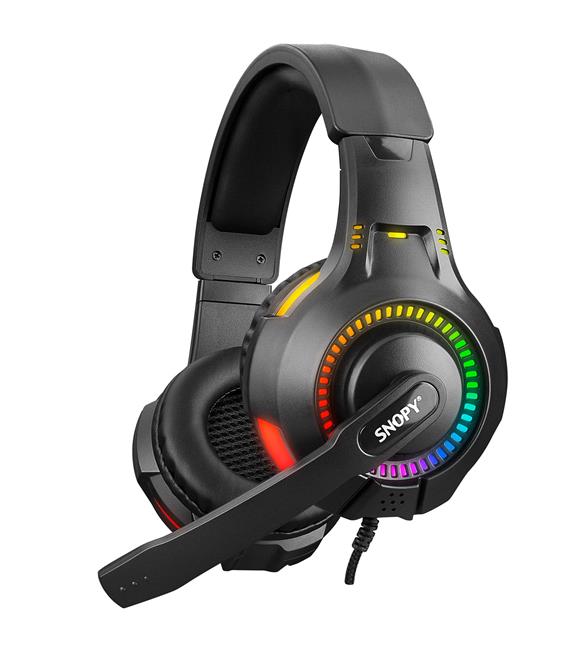 Snopy SN-8800 GAMETIME RGB Işıklı PC USB 3,5M PS4-XBOX- Siyah Gaming Oyuncu Mikrofonlu Kulaklık