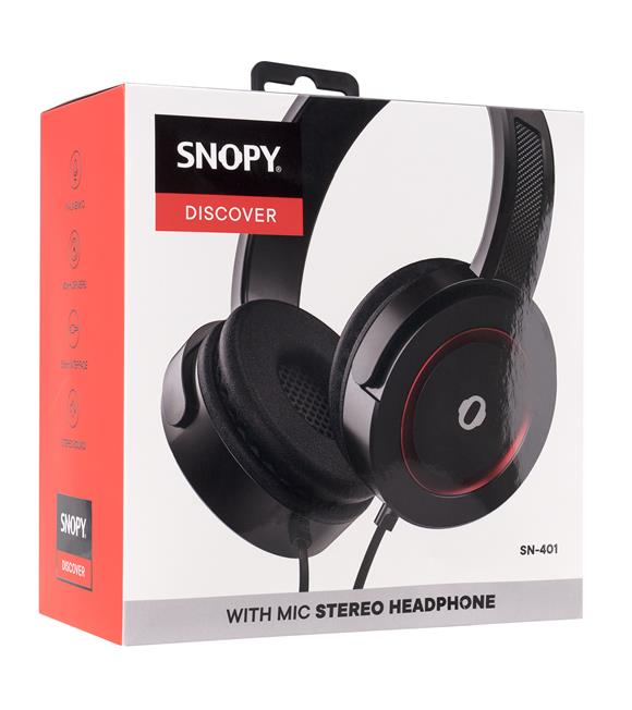 Snopy SN-401 DISCOVER Kırmızı Güçlendirilmiş Bass Etkili Mikrofonlu Kulaklık