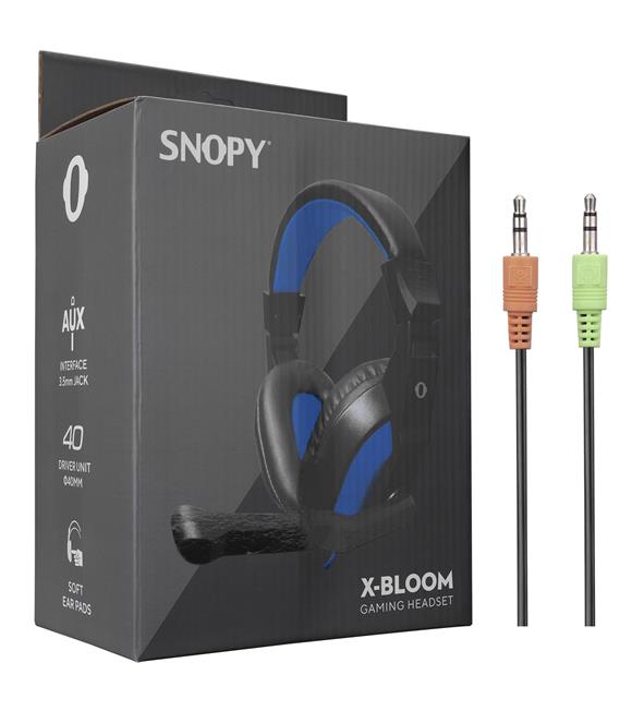 Snopy SN-633 X-BLOOM Siyah-Mavi Kulak Üstü Gaming Oyuncu Mikrofonlu Kulaklık