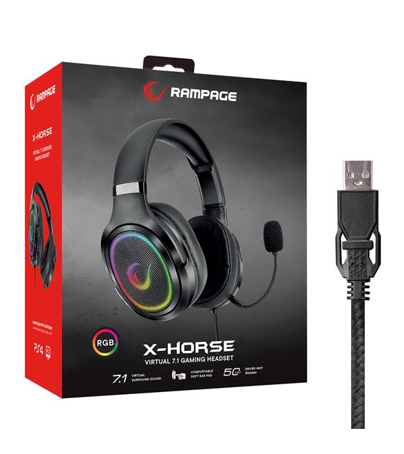 Rampage RMX-G7 SNIPER Siyah USB RGB Gaming Mikrofonlu Kulaklık
