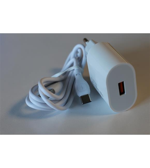 Elba ELB06-USB-25WTypc Beyaz Usb 25W Şarj Kafa+1Mt Usb Type-c Kablo QC4.0 (Akım Koruma-Hızlı Şarj)