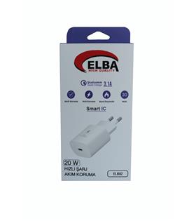 Elba ELB02-20WPD Beyaz 20W USB-C Şarj Kafa PD 3.0-QC4.0(Akıllı Koruma-Hızlı Şarj-Isıya Dayanıklı)