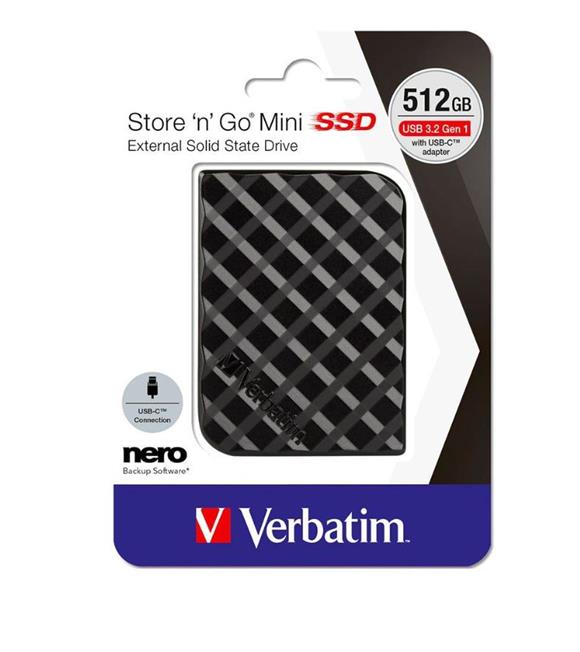Verbatim 512GB Store N Go Mini USB 3.2 Black Taşınabilir Harici Ssd Disk