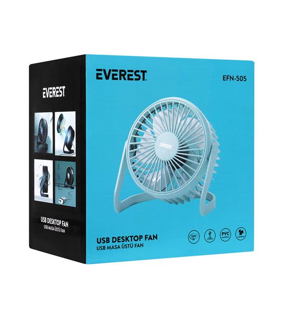 Everest EFN-505 Masaüstü Turkuaz Usb Fan (145mmx141mmx105 mm)