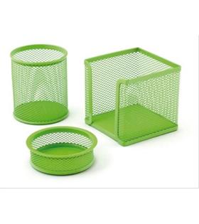 Mimaks Masa Seti Ataşlık-Kağıtlık-Kalemlik 3 LÜ Metal Perforeli Yeşil MS-3