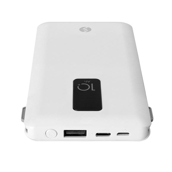 S-link IP-T100C 10000mAh Lightning+Micro+Type C Kablolu Powerbank Beyaz LCDli