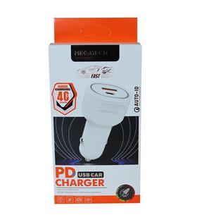 Megatech T-05M40 Beyaz 40W PD-USB Araç Çakmaklık Şarj Başlığı Hızlı Şarj Araç Aksesuarları