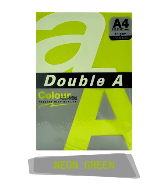 Double A Renkli Kağıt 100 LÜ A4 75 GR Fosforlu Yeşil