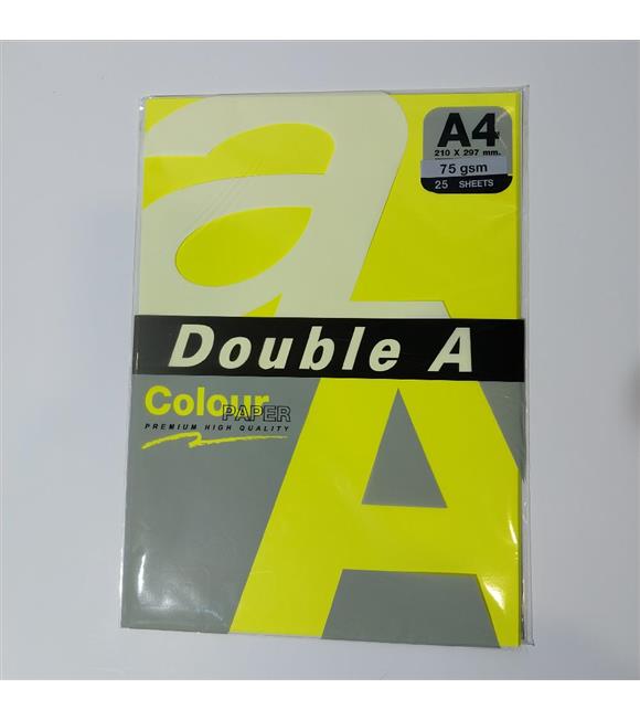 Double A Renkli Kağıt 25 Lİ A4 75 GR Fosforlu Sarı