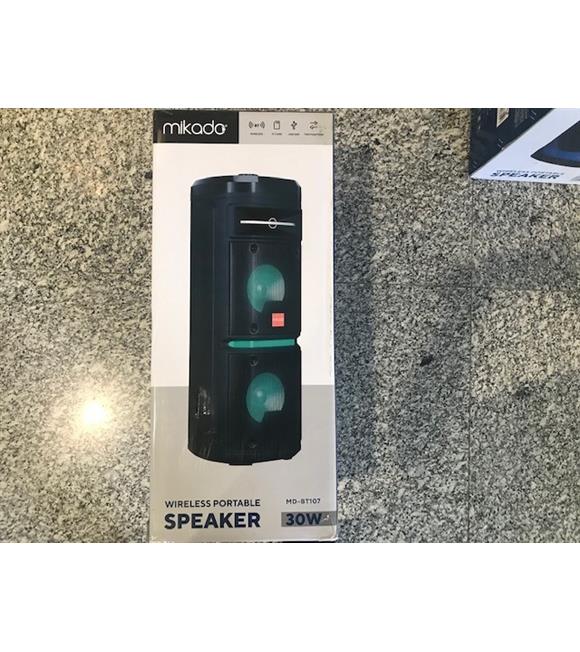 Mikado MD-BT107 30W USB-BT-TF-TWS Led Işıklı Kablosuz Mikrofonlu Toplantı-Parti Kule Hoparlör