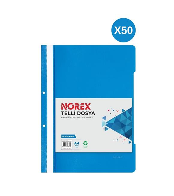 Norex Telli Dosya Plastik Mavi A4