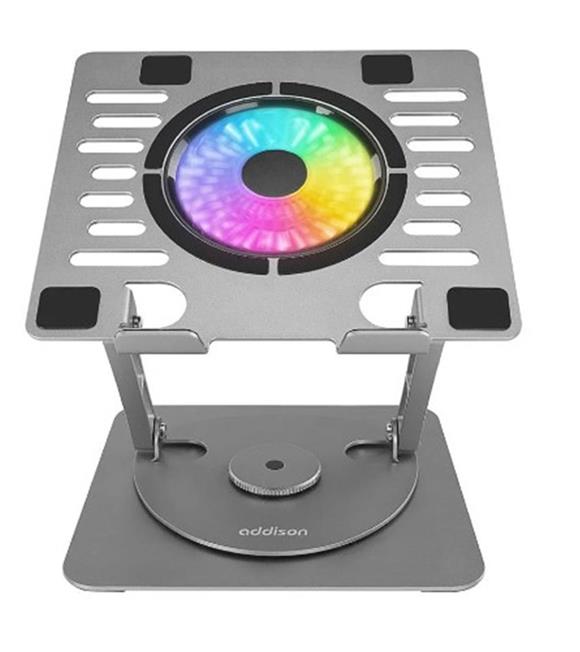 Addison AD-RC35 360 Derece Dönebilen Fanlı RGB Işıklı Metal Laptop Stand