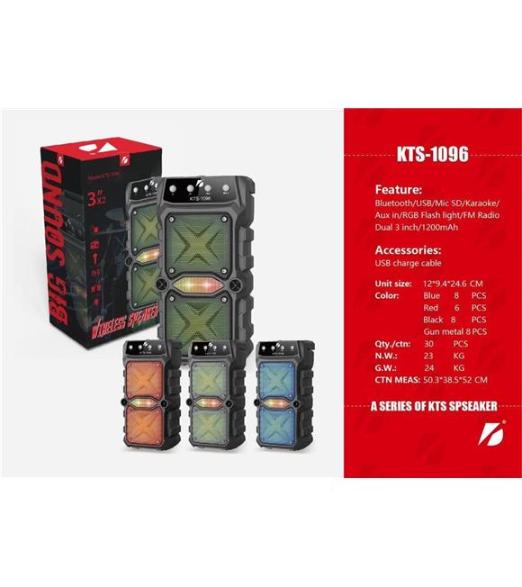 KTS 1096 Siyah Bluetooth M-sd-Usb RGB Speaker