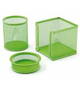Mas Masa Seti Ataşlık-Kağıtlık-Kalemlik 3 LÜ Metal Perforeli Yeşil 505