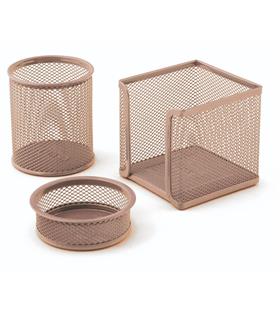 Mas Masa Seti Ataşlık-Kağıtlık-Kalemlik 3 LÜ Metal Perforeli Rose Gold 505