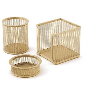 Mas Masa Seti Ataşlık-Kağıtlık-Kalemlik 3 LÜ Metal Perforeli Gold 505